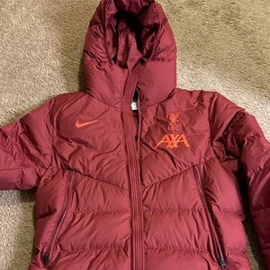 Nike Maroon Puffer Jacket with Hood